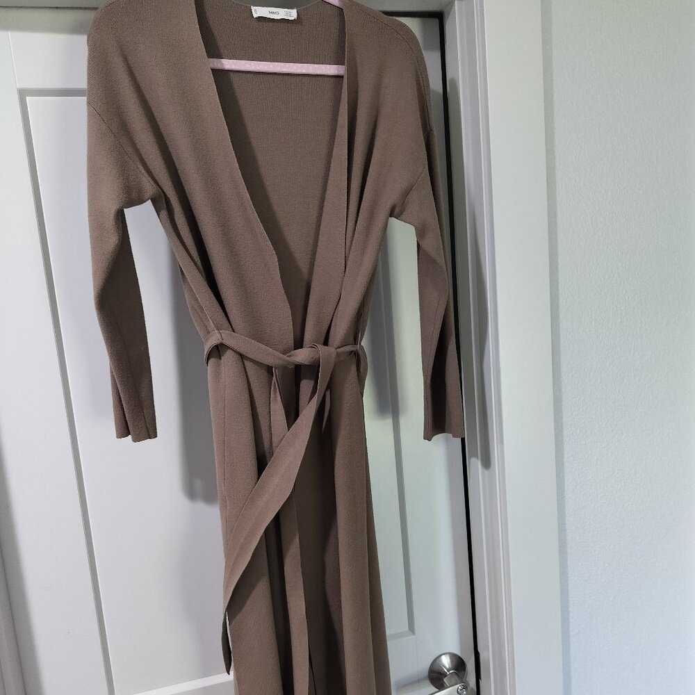 Long belted cardigan